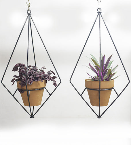 diamond hanging planter Diamond Metal Hanger (Incl.pot)